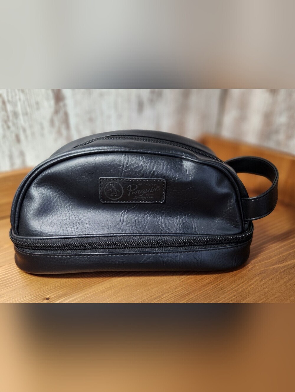 Original Penguin By Munsingwear Black Men's Toiletry Shaving Dopp Kit Travel Bag